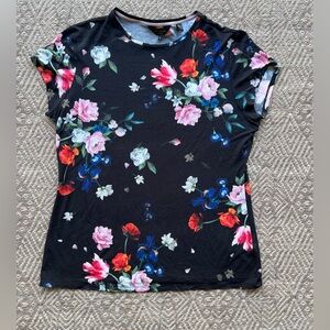 Ted Baker London Black and Red Fitted T-Shirt